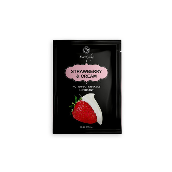 Dosette 2 en 1 Lubrifiant et huile de massage fraise à la crème chauffant 10 ml 
